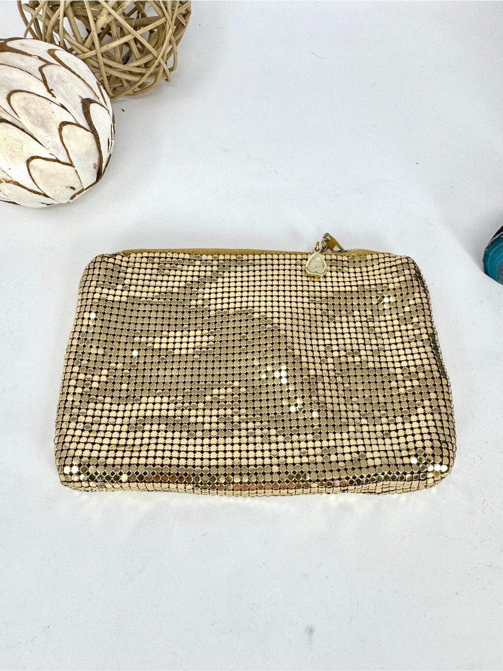 Vintage Mid-Century Whiting & Davis Gold Metal Mesh Purse